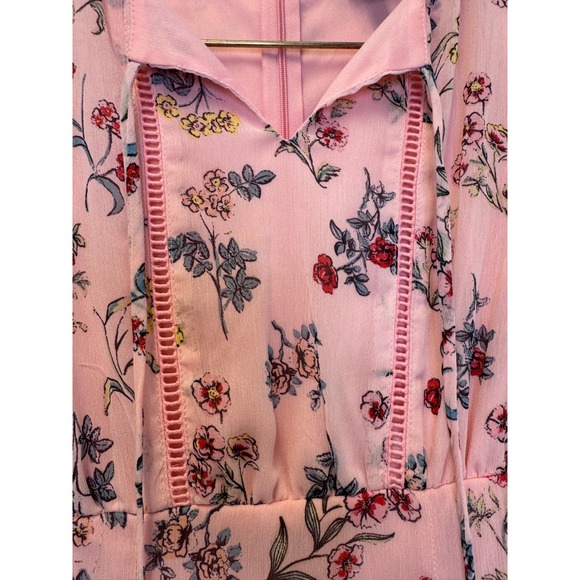 Disney Beauty and the Beast Pink Floral Chiffon Bell Sleeve Mini Dress Womens S - Picture 3 of 10